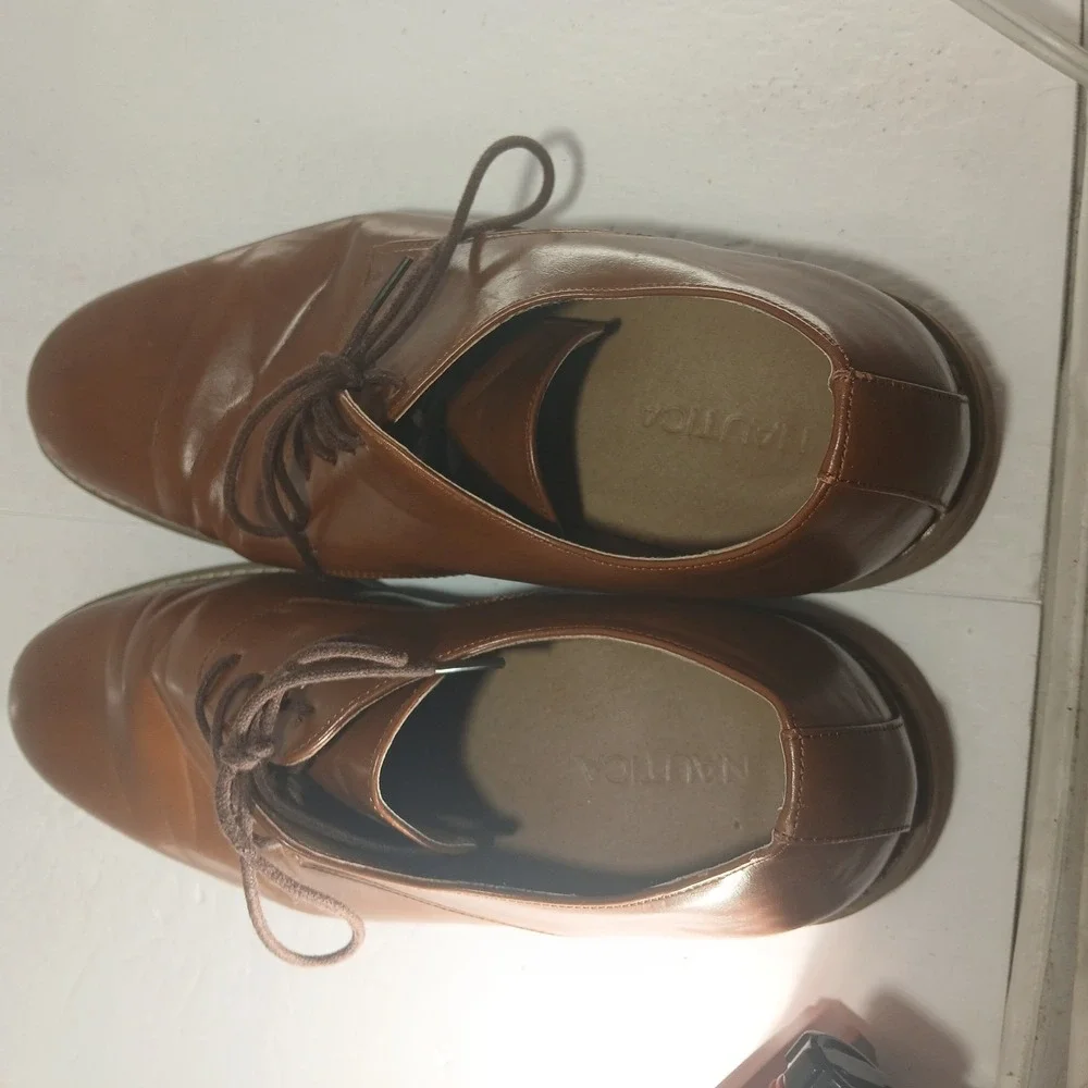 Nautica Harbor Derby Shoes 10.5 Brown Cognac Lace Up Dress Business Casual